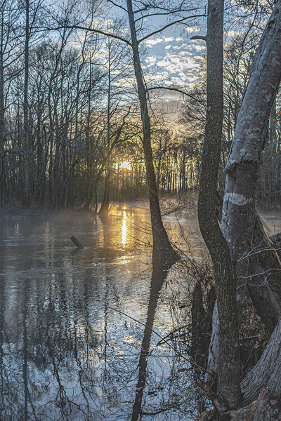 Misty Sunset over Drowning Creek by Richard Mathis