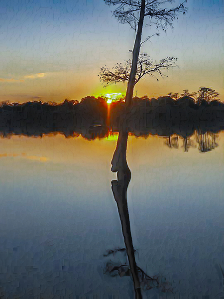 Solitary Sunset Reflection by Richard Mathis