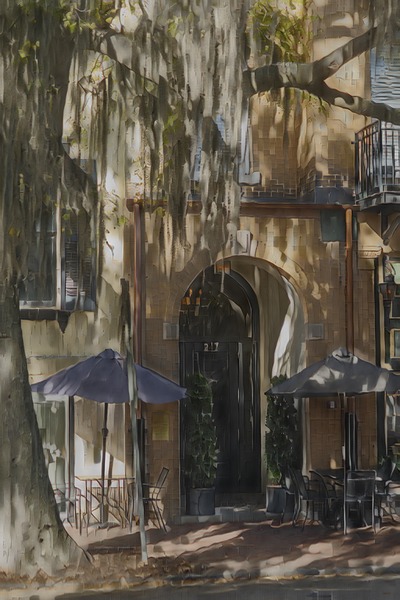 Southern Courtyard with Spanish Moss by Richard Mathis