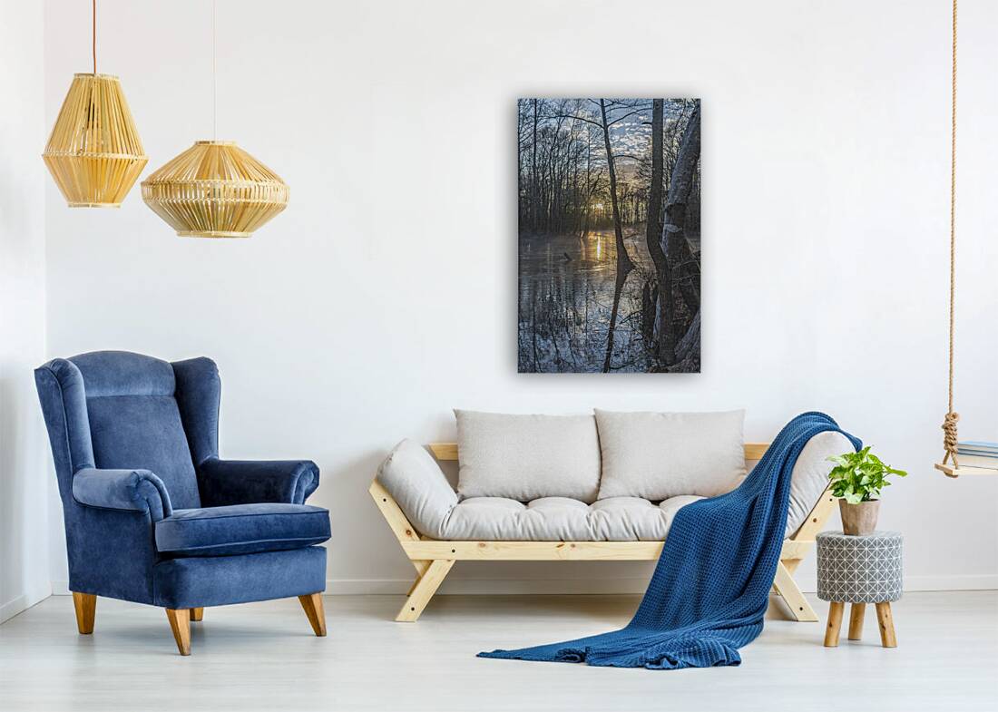 Silhouettes of Serenity: Lumbee River at Sunset Reproduction